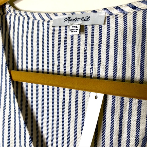 NWT Madewell Blue & White stripe Tie Waist Top XXL - Picture 4 of 5